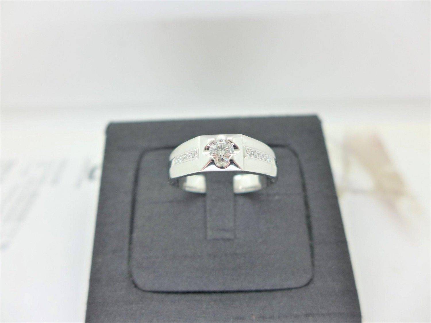 GIA 鑽石男戒指 0.33ct F/VS2/3EX車工完美 14K戒台 m1430-01