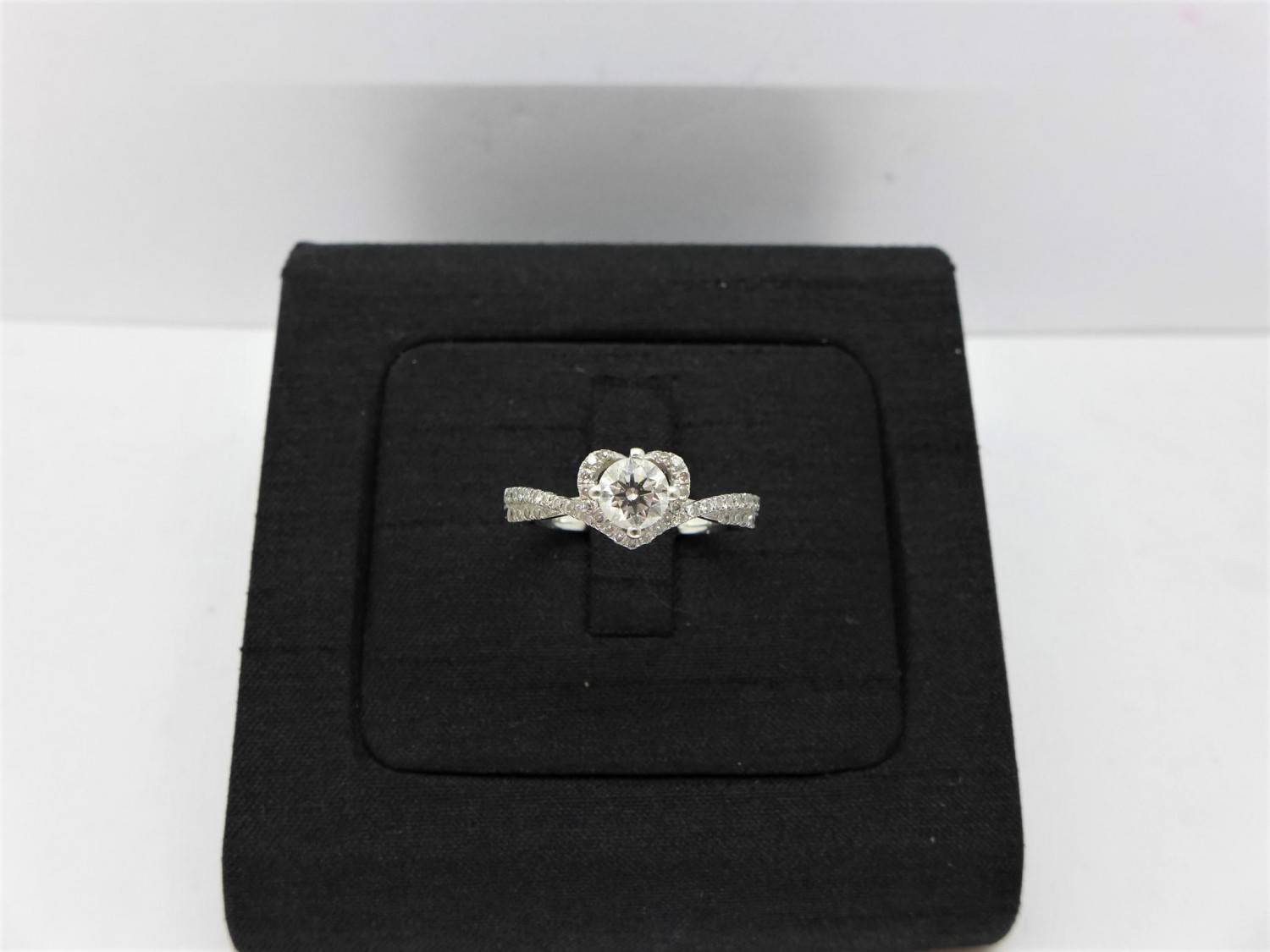 GIA天然鑽石戒指 0.33ct D/SI1/3EX 配鑽約15分 PT950 F0001